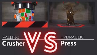 Hydraulic press VS Falling crusher | Rubik's cube and glass bottle