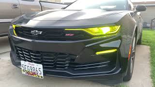 Vivid yellow vinyl headlight tint