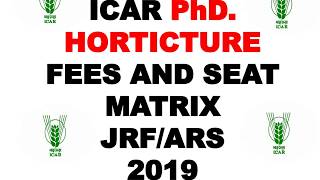 ICAR PhD Horticulture All sreams seat matrix and fee structure 2019