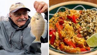 Fishing for Bluegill & Shrimp Curry (a low-carb meal without the worry)