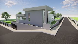 Terreno de esquina em declive 12x20 - 264m² - Projeto Canela