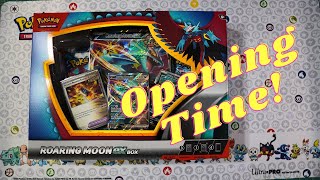 Opening the Pokemon Roaring Moon EX box