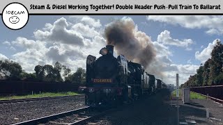 Steam & Diesel Working Together! K Class Centenary Tour To Ballarat With K183, K100 & T395