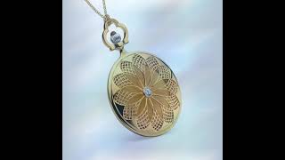 Amber necklace as a pocket watch design, made from 925 silver gold plated, Baltic geniue amber je...