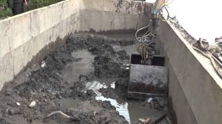 Pontoon excavator at work part 4