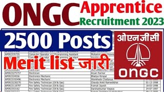 ONGC Apprentice merit list 2023 out, 2500 Posts, ITI, 10th, 12th, Diploma Apprentice merit list 2023