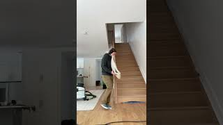 Prepping A Staircase For Finish #woodworking #diy #diywoodworking #womenempowerment #build #shorts