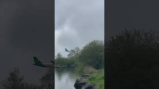 Aeroplane landing at Leeds Bradford Airport