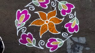 9×5 dots Easy 2020 new year, Sankranti muggulu, kolam, rangoli// kisheel Creations