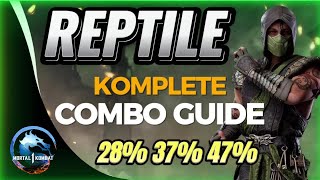 Easy mode Reptile KOMPLETE COMBO GUIDE| MORTAL KOMBAT 1