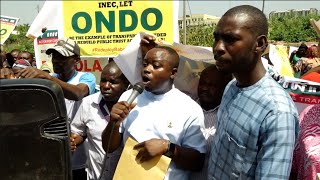 Protesters Besiege INEC Headquarters, Demand Removal of Ondo REC Ahead of Governorship Election