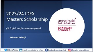 2023/24 IDEX Masters Scholarship I Universite Paris Saclay I France