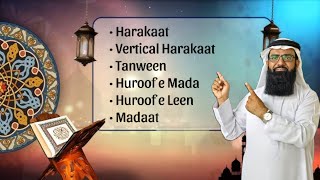 Harakaat, Khari Harakaat,Madaat, Tanween, Huroof e Mada, Huroof e Leen. Combined Exercise. Lesson 15