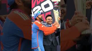 Check a new style of Rohit Sharma to receiveing  a world cup trophy#kholi #like #share