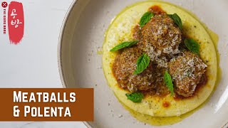 Italian Meatballs: The Ultimate Comfort Food! | Tomato Sauce Meatballs with Polenta!