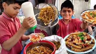 13 Years Old Kid Making Crispy FRENCH FRIES 🍟 Hardworking Afghani Kid | Aloo Chips Street Food