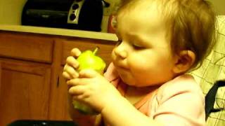 lile eating a pear!