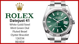 ▶ Rolex Datejust 41 White Gold/Steel Mint Green Dial Fluted Bezel Oyster Bracelet 126334 - REVIEW