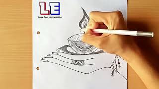 Drawing Of Diya In Hand  | Easy Diwali Diya Drawing | How to draw Diya | Diwali Special| Learn Easy.