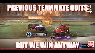 Rocket League - 2 vs 2 - Teammate leaves when losing but we end up winning anyway! #rocketleague