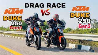 ktm duke 250 GEN 2 vs ktm duke 250 GEN 3 | top end race | shocking result 😱