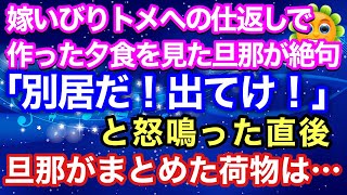 【スカッとする話】 嫁いびりトメに仕返し！夕食を見た旦那が絶句し「別居だ！出てけ！」と怒鳴った直後、旦那がまとめた荷物は・・・！【スカッとハレバレ】