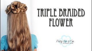 TRIPLE FLOWER  BRAID TUTORIAL!! 🌸