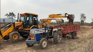 JCB 3DX Backhoe Mud Loading in Swaraj 735 FE And Mahindra 475 Di | Tractor And JCB