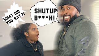 CALLING MY GIRLFRIEND THE “B” WORD TO SEE HER REACTION PRANK‼️ *SHE CHOKED ME*