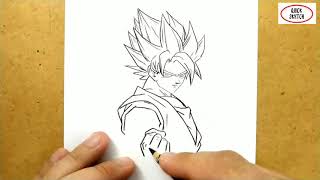 VERY EASY, how to draw  songoku dragonball z / quick sketch goku