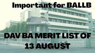 DAV College Chandigarh BA merit list today | Merit wise list | BA admissions Chandigarh