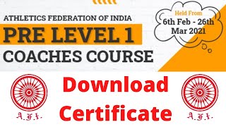 AFI PRE Level 1 Coaching Course 2021 Download Your Certificate | AFI 2021 Pre Level1 Coaching Course