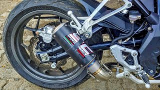 Short flyby of Benelli 302r SC project CR-T full system exhaust