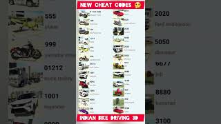 Indian Bikes Driving 3D All Vehicle Cheats Codes #shorts #short #indianbikedriving3d #cheatcodes