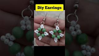 Green Beaded Earrings #shorts #diyearrings #jewellerymaking #handmadeearrings #beadedjewellery