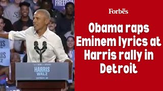 Obama raps Eminem lyrics at Harris rally in Detroit