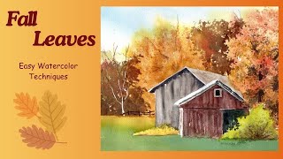 Watercolor Autumn Landscape Free Tutorial with Easy Techniques for Fall Leaves