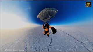 First jump of a Man fr Stratosphere to North Pole. 4k HDR