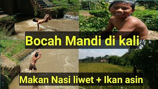 Kehidupan Ali seorang anak desa | Mandi di kali hingga makan nasi liwet di sawah