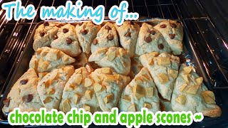 The making of...chocolate chip and apple scones