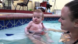 Dominic's first pool experience