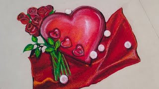 ❤️Valentine day Rangoli | Rose🌹Flowers Rangoli | valentine's day ❤️ Rangoli Design