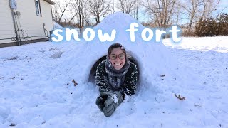 making a snow fort + cooking a tasty dinner