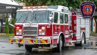 Île-Perrot | Fire Department Pumper 203 Responds With Lights & Siren During Rainfall