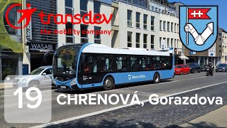 Jazda autobusom SOR NS 12 na linke 19 v úseku CENTRUM, Mlyny – CHRENOVÁ, Gorazdova