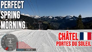 [4K] Skiing Châtel on a Perfect Spring Morning - Warming Up, Portes du Soleil - France, GoPro HERO11