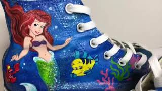 Little Mermaid inspired custom painted Converse