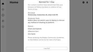 So i got BANNED from ROBLOX for SAYING THIS