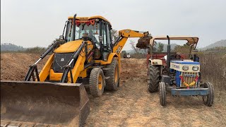 JCB 3DX Backhoe Loading Mud In Tractor || Swaraj 735 FE And Mahindra 475 Di || Tractor And Jcb