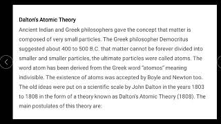 Dalton's Atomic theory for classes 9th n 11th